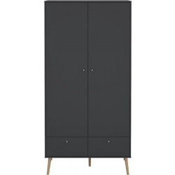 Bodo ντουλάπα με 2 πόρτες και 2 συρτάρια 98,7x58x200εκ. Γκρι