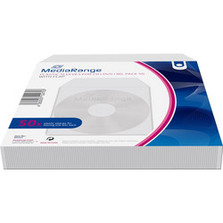 MediaRange Plastic sleeves for 1 disc with flap Transparent Pack 50 (MRBOX64)