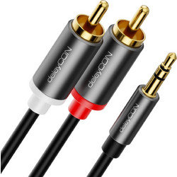 DeleyCON Audio Converter Cable Mobile Phone and Smartphone to Hifi Receiver 3.5mm Aux Jack to RCA Cinch 3m