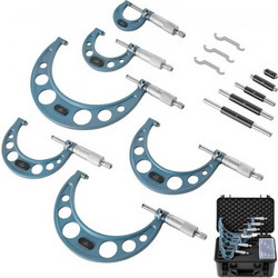 VEVOR 6 PCS Micrometer Set, 0-1/1-2/2-3/3-4/4-5/5-6/in Machinist Outside Micrometer, Precision Accuracy, Professional Machinist Tools with Protective Case, for Metalwork Engineering