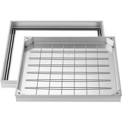 Κάλυμμα Φρεατίου VEVOR με Πλαίσιο, 600 x 600mm Αόρατα Ενσωματωμένα Καλύμματα Πρόσβασης Δεξαμενής Σηπτικού, Κάλυμμα Επιθεώρησης Ενσωματωμένου Αποστραγγιστικού Καναλιού από Κράμα Αλουμινίου για Πεζοδρόμ