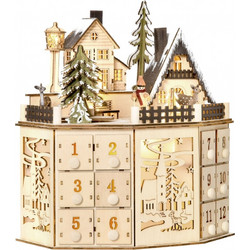 Ημερολόγιο Advent Adventskalenderbox Χριστουγεννιάτικη διακόσμηση, LED φώτα, 24 συρτάρια, Φυσικό