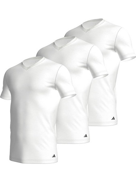 Ανδρικό T-shirt Adidas - Λευκό - Logo - 3 pack - Regular Fit - Cotton - V-Neck