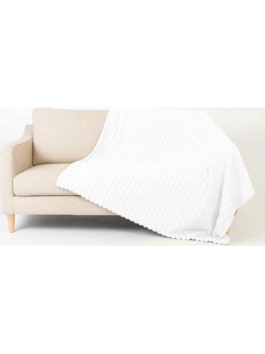 Κουβέρτα Fleece Λευκή Μονή 160x220cm ForHome 914001 - For Home