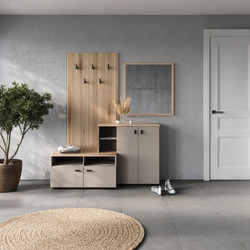 Έπιπλο εισόδου Ebro pakoworld σε oak-cappuccino απόχρωση 150.3x41.2x204.7εκ PW-192-000049
