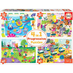 Παιδικό Puzzle Educa 4 In 1 School Day 20 + 40 + 60 + 80 Κομμάτια