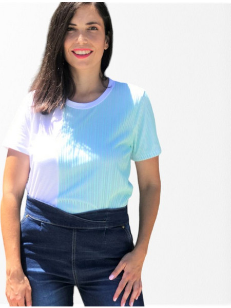 T-Shirt Με Ημιδιαφανές Σχέδιο - Λευκό