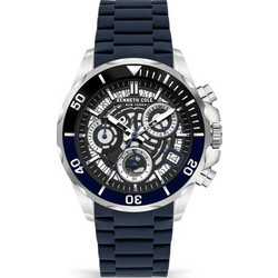 Kenneth Cole Ανδρικό Ρολόι Χρονογράφος με Μπλε Καουτσούκ Λουράκι KCWGO2125401