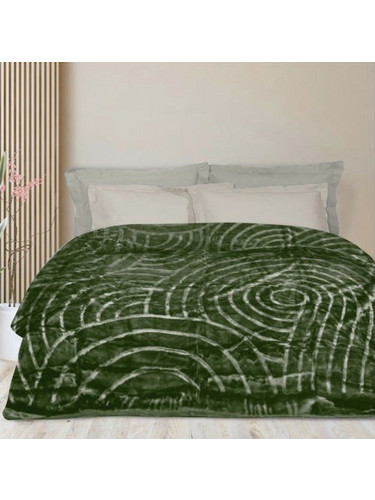 Κουβέρτα Βελουτέ 220x220cm Dark Green AM-001