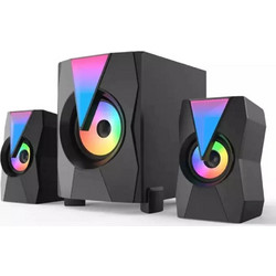 Lion K9 Ασύρματα Ηχεία Υπολογιστή 2.1 11W με Bluetooth & RGB Φωτισμό Black