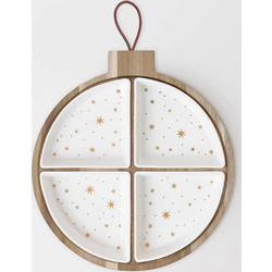 Χριστουγεννιάτικη Πιατέλα Ball RD0092326 32,5x40x4,5cm White-Gold Raeder