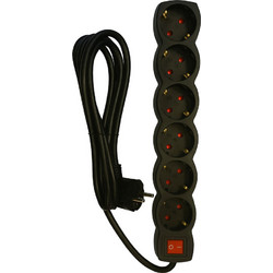 KAL ELECTRONICS SLGE-906K ΜΑΥΡΟ ΠΟΛΥΠΡΙΖΟ 6-ΘΕΣΕΩΝ ΜΕ ΔΙΑΚΟΠΤΗ 11312
