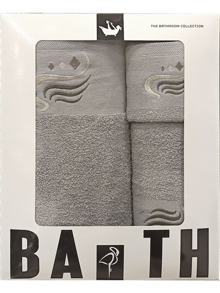 Πετσέτες με κέντημα στη φάσα σε κουτί Layla 430gsm 100% Cotton Σετ 3 τεμάχια