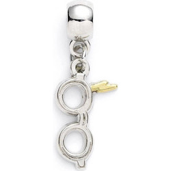 Slider Charm Harry Potter Lightning Bolt with Glasses Silver Plated HP0176