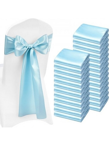 VEVOR Σατέν Κορδέλες Καρέκλας, 100PCS Δεσίματα Κορδέλας Καρέκλας, 7 x 108 inch (17,8x274,3 cm) Ανοιχτό Μπλε Διακόσμηση Υποδοχής Γάμου, για Τελετή Γάμου Βάπτιση Πάρτι Εκδηλώσεις Διακόσμηση Καλύμματος Κ