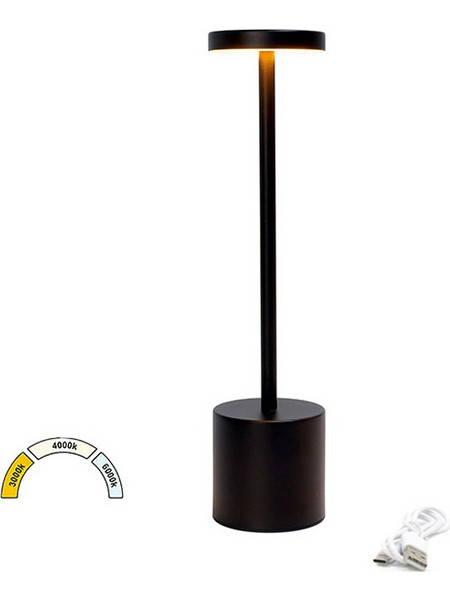Πορτατίφ LED επαναφορτιζόμενο 3W 200Lm IP44 CCT ντιμαριζόμενο USB-C με μεταλλική βάση μαύρο - 5-0031