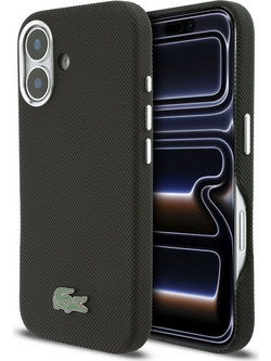 LACOSTE Pvc Iconic Petit Pique Metal Logo Magsafe Case For Iphone 16 Black - (LCFCMP16SPLAK)