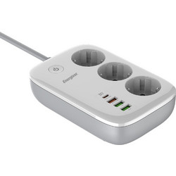 Επιτραπέζιος Φορτιστής Energizer EPB2500W02EU 2500W 10A Max με 3xΣούκο + 1xUSB-C + 3xUSB-A / 2.4A, Διακόπτη Ασφαλείας On/Off, Έλεγχο μέσω WiFi, Καλώδιο 2m Λευκός
