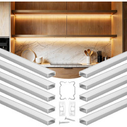VEVOR Σετ 10 LED Προφίλ Αλουμινίου U Σχήματος 2M με Γαλακτώδες Κάλυμμα LEDDDCUX66FT2OL72001V0