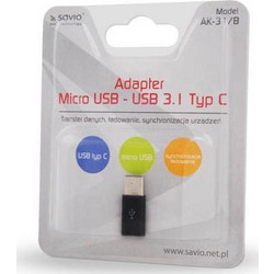 Savio Μετατροπέας micro USB female σε USB-C male 1τμχ AK-31/B AK-31/B