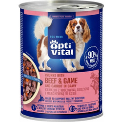 Reno Optivital Can Juicy Pieces Adult Dogs Beef Venison In Sauce 415g