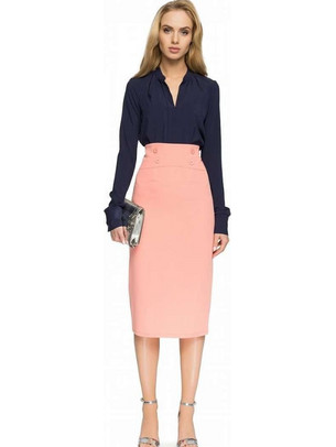 Style S065 Υφασμάτινη Μίντι Φούστα Pink