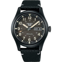 Seiko Ανδρικό Ρολόι Αυτόματο με Μαύρο Δερμάτινο Λουράκι SRPG41K1