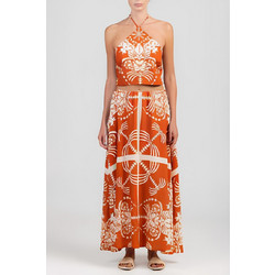 August Resortwear Printed Halter Top Terracotta