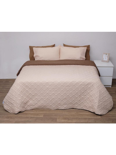 Viopros Κουβερτώριο Δίχρωμο Υπέρδιπλο 220x240 5100 Μπεζ/Καφέ
