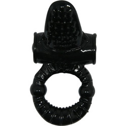 Baile Sweet Ring With Textured Rabbit Vibrator Ελαστικό Δαχτυλίδι Πέους με Δόνηση Μαύρο