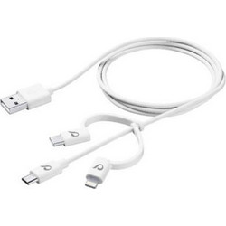 Σετ Καλωδίων Cellular Line 3in1 Usb to MicroUsb,Usb-C,Ligthnitng 1.2m - White