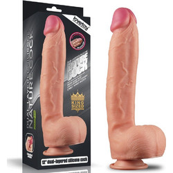 Lovetoy Dual layered Platinum Silicone Cock Ρεαλιστικό Dildo με Βεντούζα & Όρχεις 30.5cm Flesh