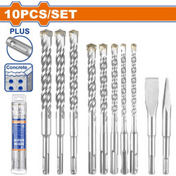 Wadfow WHD7B10 Σετ Καλέμι & Τρυπάνι 10τμχ με Υποδοχή SDS Plus