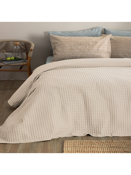 Κουβέρτα Marcie Ecru Palamaiki Μονή 170x240cm 100% Βαμβάκι