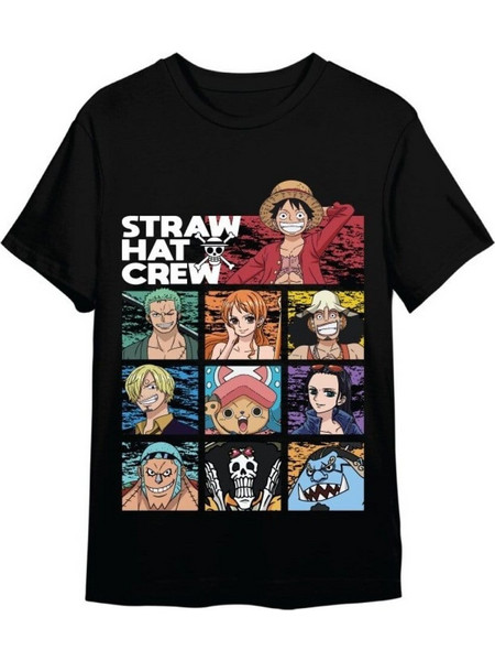 One Piece T-Shirt Straw Hat Crew Black Size S