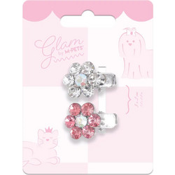 M-PETS GLAM Κλιπ Τριχώματος για Σκύλους +amp Γάτες Λουλούδι Ροζ/Λευκό 3x2cm