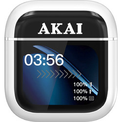 110591-0021 AKAI BTE-J600W AENC Ασύρματα Ακουστικά Bluetooth 6.0 με ANC/ENC, 4 Μικρόφωνα & Θήκη με Οθόνη 2.01 - έως 60h (Λευκά)