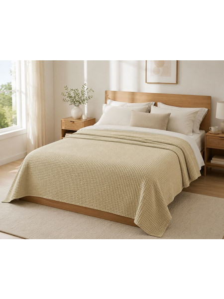 Κουβέρτα Πικέ Υπέρδιπλη Reactive Sanforized Cuppuccino Cotton Le Blanc (230x250) 1Τεμ