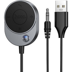 Wireless Car Receiver Hoco Aux Bluetooth Cable Jack 3,5 Mm E150 Metal Gray Μαύρο