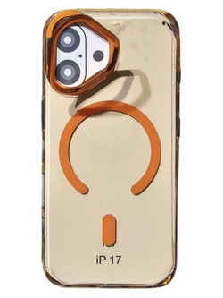 Strong Magnetic Anti-Drop Protection Built-in Stand For iPhone 17 σε Διάφανο Πορτοκαλί Θήκη πλάτης MagSafe Back Cover Σιλικόνη
