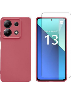 Redshield Silicone Case & Glass Set για Redmi Note 13 Red Θήκη Κινητού & Προστατευτικό Οθόνης