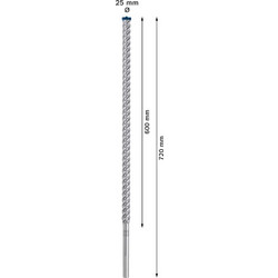 Bosch Τρυπάνι με SDS Max Στέλεχος 25x720mm 2608900242