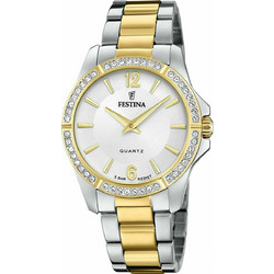 Festina Γυναικείο Ρολόι με Κίτρινο Ασημί Μεταλλικό Μπρασελέ F20594/1