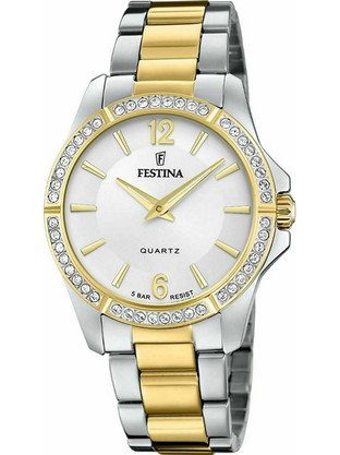 Festina Γυναικείο Ρολόι με Κίτρινο Ασημί Μεταλλικό Μπρασελέ F20594/1