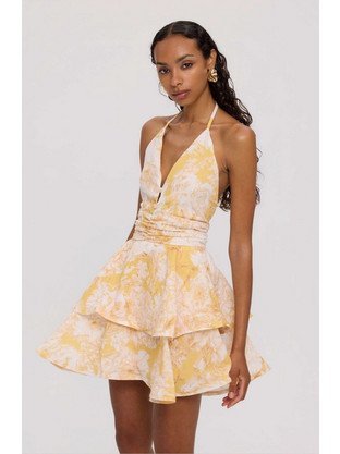 Ciel Concept Solene Mini Φόρεμα Floral Κίτρινο