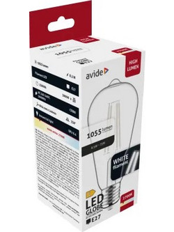 Avide Λάμπα LED 8.5W 140mm για Ντουί E27 και Σχήμα ST64 Θερμό Λευκό 55lm 15.001.2061