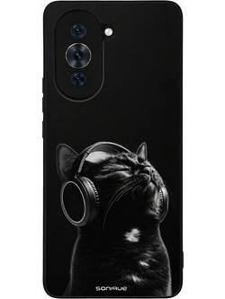Sonique Men's Edition Back Cover Black με Σχέδιο «Audio Kitten» (Huawei Nova 10 Pro)
