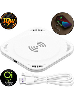 Ασύρματος Φορτιστής Qi 10W με LED Φωτισμό και Καλώδιο 1m Λευκός TR-W8 Treqa
