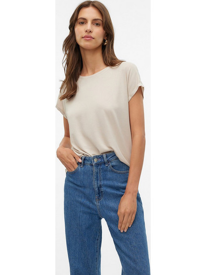 Μπλούζα Γυναικεία VMLAVA GLITTER SS TOP STRIPE GA JRS NOOS της Vero Moda Εκρού