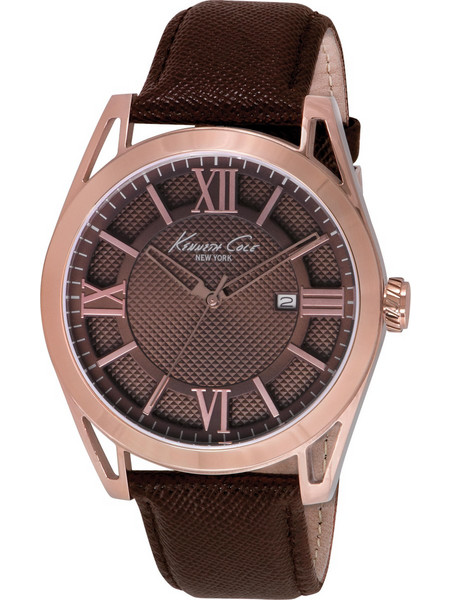 Kenneth Cole Ανδρικό Ρολόι με Καφέ Δερμάτινο Λουράκι IKC8073